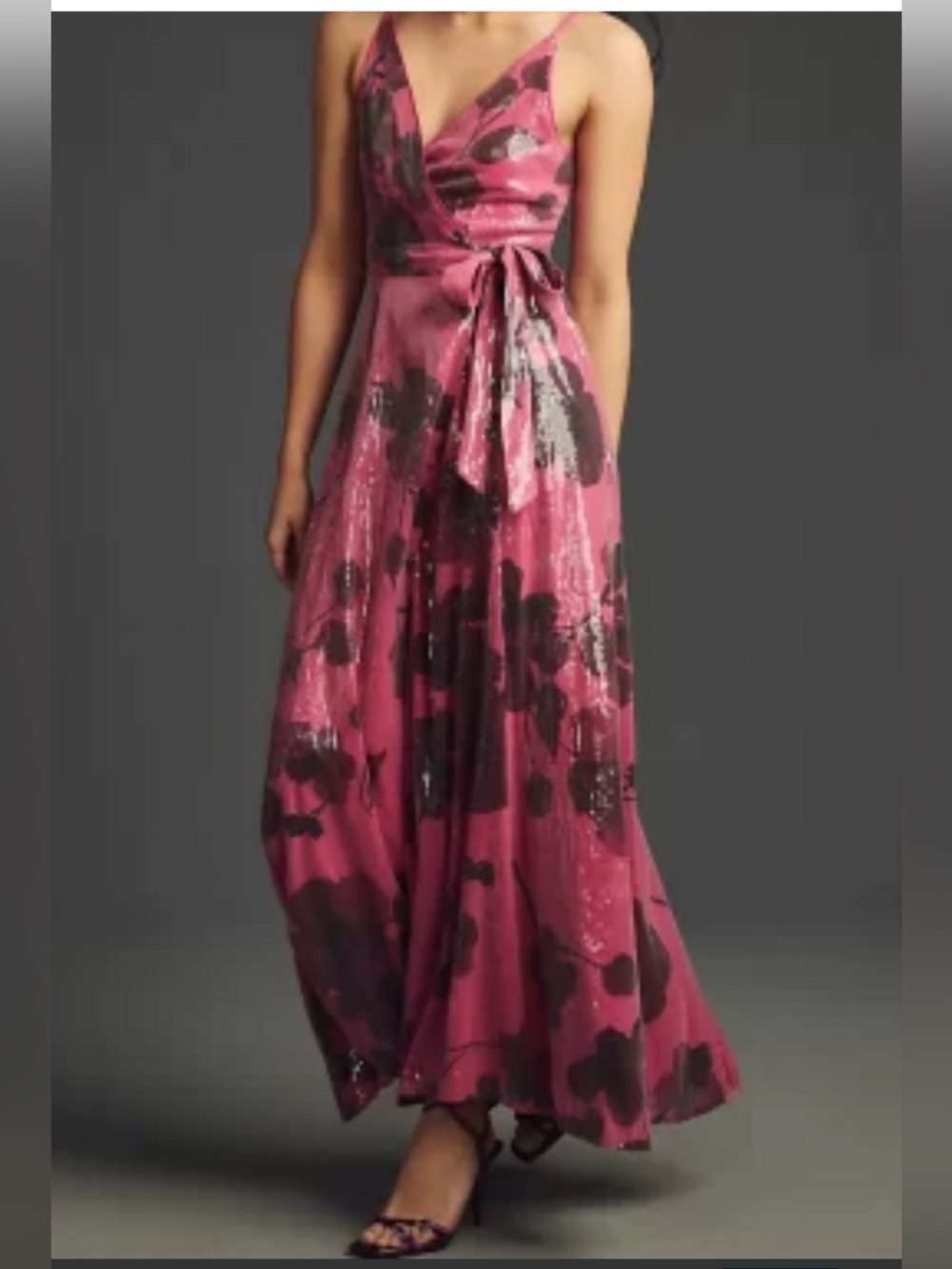 Hutch Pink, burgundy, sequin Floral Maxi wedding guest, gala, special occasion